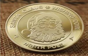 Papai noel desejando moeda colecionável banhado a ouro lembrança moeda pólo norte coleção presente feliz natal moedas comemorativas 4801462