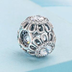 925 Sterling Silver Floral Brilliance Clear Cz Bead pasuje do europejskiej biżuterii Pandora Style Bracelets