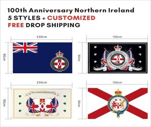 Benutzerdefinierter Digitaldruck 3 x 5 Fuß 19212021 Nordirland-Flagge 100-jähriges Jubiläum Ni UK Ulster Britisches Feierbanner für den Innenbereich Ou1190623