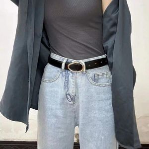 Cinture Jeans Versatile chiusura a scatto Ovale irregolare Cintura in pelle PU da donna Cintura coreana Accessori Cintura femminile