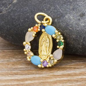 Pendant Necklaces 15x15mm Holy Virgin Mary Changing Religion Pendants For Women Jewelry Christmas Gold Color Accessories Without Chain