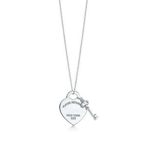 Collares colgantes moda por favor regrese al collar de la llave del corazón de Nueva York original 925 Sier Love Charm Women Women Jewelry Gift Clavicl292g
