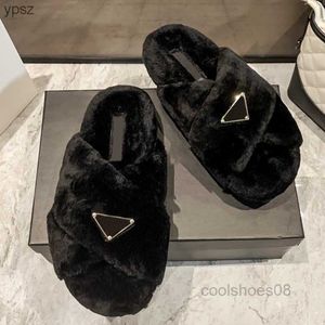 2023 Inverno Feminino Chinelos De Lã Fundo Grosso Pele Sintética Peludo Fofo Slides Meio Mocassim Flip Flop Fundo Cloudbust Trendy Sandálias Cor Sólida Pelúcia Bordado Borracha