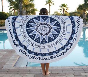 Okrągły ręcznik plażowy z frędzlami mikrofibry 150 cm WA Tobestry Ręczniki kąpielowe Kolek piknikowy Mata Joga Mata Sunbath Sukienka do kąpieli 9699918