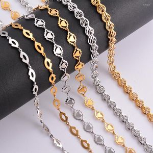 Chains 1M/lot Stainless Steel Gold Color Lip Chain Love Heart Handmade Link For DIY Necklace Bracelet Jewelry Making Supplies
