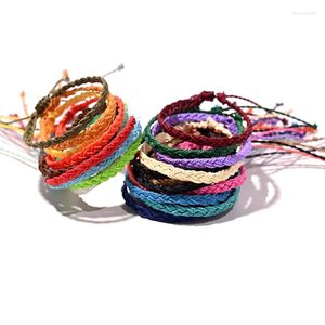 Charme pulseiras 10 pçs/lote amizade casal pulseira para mulher na moda corda de cera tecer boho artesanal encantos pulseiras feminino homem amigo presente