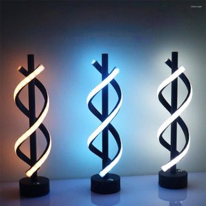 Table Lamps Led Spiral Light Rechargeable Simple Retro Creative Desk Lamp Home Decor For Restaurant Bedroom