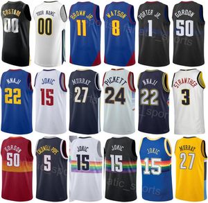 プリントバスケットボールマンの女性Zeke Nnaji Jersey 22 Reggie Jackson 7 Peyton Watson 8 Christian Braun 0 Justin Holiday 9 Julian Strawther 3 City Shirt Breseable High