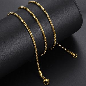 Цепи ширина 2 мм круглые ящики ожерелья для женщин для женщин Золотое цвет из нержавеющей стали.