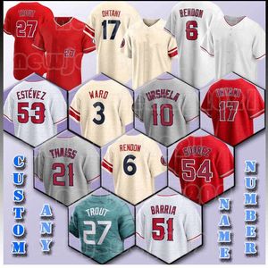 27 Maglia da baseball Mike Trout 17 Shohei Ohtani Anthony Rendon Reid Detmers Matt Thaiss Jose Suarez Taylor Ward Hunter Renfroe Gio Urshela Carlos Estevez Jaime Barria