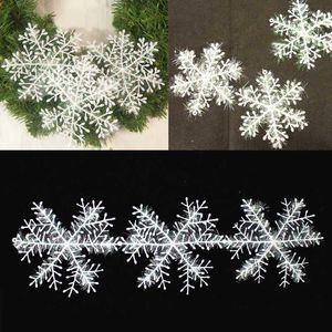 Christmas Decorations 120Pcs/lot White Plastic Snowflake Sheet Ornament Merry Xmas Tree House Decoration With Shining Mixed 4size