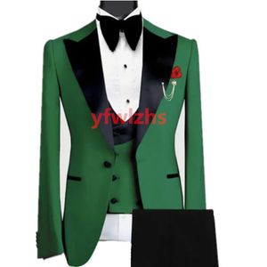 Customize tuxedo One Button Handsome Peak Lapel Groom Tuxedos Men Suits Wedding/Prom/Dinner Man Blazer Jacket 126111119