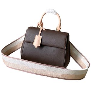 7A Women Mini Shoulder Bag Cluny Exquisite Workmanship Crossbody Totes Canvas Leather Handbag Flap Magnetic Buckle Purses 46055 20cm L328