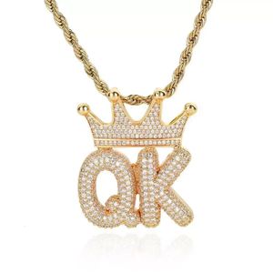 Pendant Necklaces Girl Hip Hop Jewelry Crown Shaped Diamond Fashion Customized Panel Letter Necklace 231120