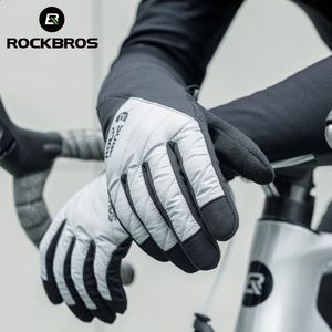 Sporthandskar Rockbros Bicycle Breattable Non Slip Cykling Pekskärm Vinter Termisk varm Full Finger Glove Riding 231118