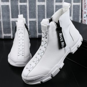 High Boots 남자 가을 새로운 작은 흰색 신발 캐주얼 남성 청소년 조커 스포츠 보드 38-44 B3 995 88345