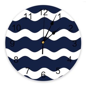 Orologi da parete Navy Blue Ripple Waves Orologio Design moderno Soggiorno Decorazione Cucina Orologio muto Home Interior Decor