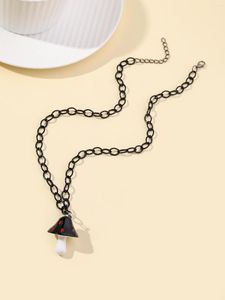 Chains Balck Mushroom Necklace Punk Dark Chain Choker Jewelry For Fashion Women Girls Lolita Ornaments Gift