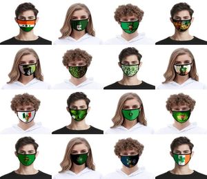 DHL Irish Green Shamrock Masks Dustproof Washable Mouth Cover Outdoor Sports Fashion Face Mask Adult Kids Party Favor Kim3190421