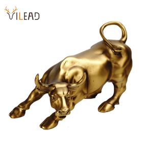 Decorative Objects Figurines Vilead Resin Wall Street Bull OX Statue Animal Office Desk Decor Living Room Interior Home Decoration Accessories 230419