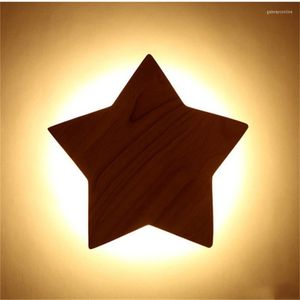 Wall Lamp Creative Wood Art Led Star Light 220V Japanese And Korean Modern For Home Study Children's Room Bedroom Decorative Lamps