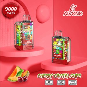 Original AIVONO 9000 puffs MRVI BAR Descartável Vape Poco Cigarro Eletrônico Vape Pen 19ML 650mAh Fluxo de ar recarregável ajustável 19ML 10 Flaovrs Dispositivo