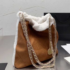 Trendige Chan-Umhängetaschen x Letter Luxurys-Handtasche Damen-Lederkette Umhängetaschen Damen Herbst-Winter-Mode-Einkaufstaschen Wollfutter