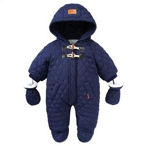 Macacão bebê menino inverno snowsuit mais veludo quente com capuz infantil menino macacão 02 anos criança macacão bebê inverno macacão outfit 231118