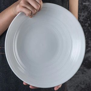 Plates Round White Dinner Plate Ceramic Salad Bowl Nordic Simple Tableware Household Dishes And Creative Platos De Cena