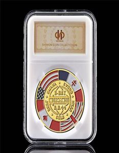 Konst och hantverk 1994 Great War Dday Normandy War 70th Anniversary 1oz Gold Plated Token Commemorative Coin WPCCB Box8759975