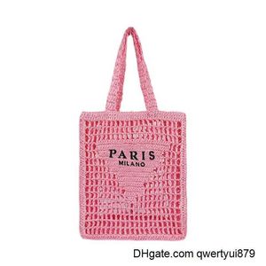 qwertyui879 Роскошные дизайнерские сумки Модные женские плетеные соломенные сумки из рафии Большая вместительная повседневная сумка-тоут Полая летняя пляжная сумка на плечо для отдыха