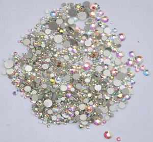 Super Glitter SS3SS50 Nail Decoration 3D Glass Nail Art Rhinestones Crystal Ab Flat Back Non Fix Rhinestone Mix Size