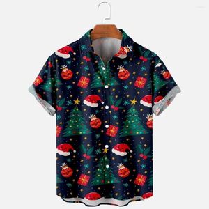 Men's Casual Shirts Christmas Printed Snowflake Short-sleeved Shirt Button Lapel Top Inner Wear Birthday Gift Daily Clothes For Students