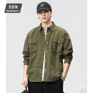Dan Baoni | Camicia da lavoro in tinta unita per l'autunno e l'inverno da uomo, nuova camicia da uomo versatile in cotone per cappotto da studente