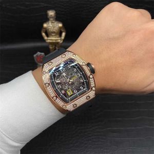 Milles Watch 남자에서 가장 비싼 Mantian Star Watch 레저 패션 버킷 유형 대형 다이얼 달력 중공 기계 시계 남성 시계 AYW 7WL6 25GO