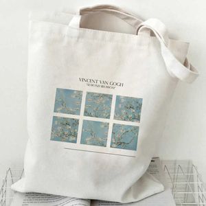 Сумки для покупок Ван Гог, картинка маслом, печатная сумка, оптовая творчество, плечо, студент, мода, свежая портативная сумка для покупок