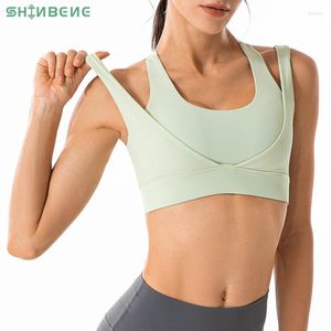 Yoga Outfit SHINBENE High Support Back Closure Sport Bras Top Women Push Up Plus Size Double Strap Fitness Workout Tops S-XXL