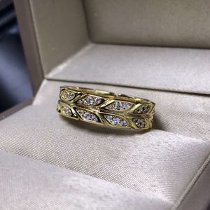 Band Rings Seal Jewelry Steel Vine Full Diamond Ring Female v Gold Plated Set with Boxfjhe