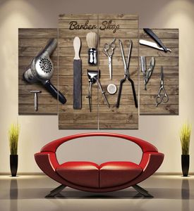 Barber Shops and Tools Frameless målningar 4st No Frameprintd on Canvas Arts Modern Home Wall Art HD Print målning Y2001025129550