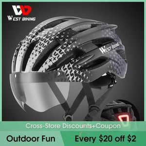 Fahrradhelme WEST BIKING Fahrradhelm mit LED-Licht Herren-Motorrad-Fahrradhelme Ultraleichter MTB-Fahrradhelm Integrierter Sicherheitshut P230419