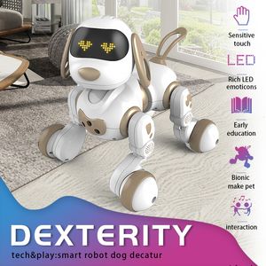 Electric/RC Hayvanlar Komik RC Robot Elektronik Köpek Dublör Köpek Ses Komutu Dokunmatik Müzik Şarkısı Robot Köpek Kızlar Çocuk Oyuncakları 18011 230420