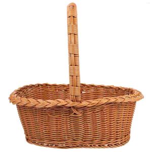 Bestas de cesta de embrulho de presente Flower Woven Storage Rattan Egg Easter Picnic Candy Wicker Toy Willow Pão Arranjo de meninas Girls Holder