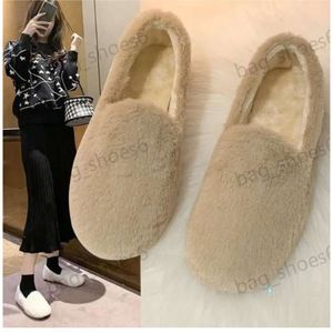 Warm Winter Shoes Cute Bow Women Ballet Flats Soft Fur Padded Cotton Shoes Woman Ankle Snow Boots Slip on Furry