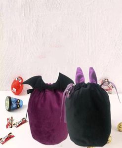 Halloween Pumpkin Velvet Candy Bag Party Drawstring Storage Packing Trick or Treat Decoration Soft Tote Bag 20228835193