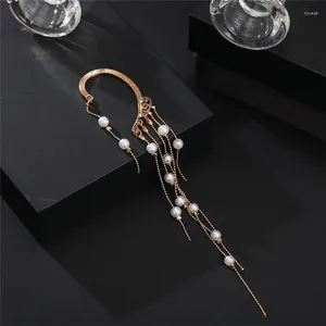 Dangle Earrings 1 Piece Korean Chic Pearl Tassel For Women Non-Piercing Long Hanging Hook Wedding Party Jewelry 2023