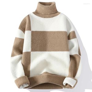 Men's Sweaters Autumnand Winter Turtleneck Knitted Pullover Rolling Neck Sweater Korean Version Top Homestay