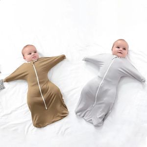 Sovsäckar bambu fiber baby sovsäck sommar född sömn säck antishock baby swaddling halsduk komfort sovsäck född sömnkläder 231118