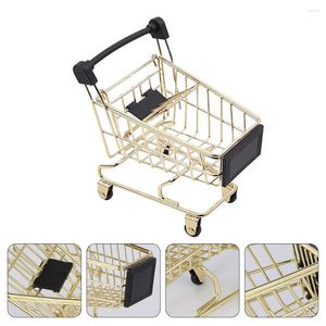 Storage Bottles Cart Basket Make Sponge Holder Birthday Gift Trolley Model Golden Mini Shopping Iron Carts Child