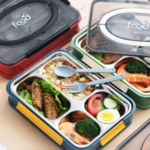 Conjuntos de utensílios de jantar lanche portátil japonês bento 2023 compartimento de cozinha de cozinha selada com tabela de mesa 304 aço inoxidável