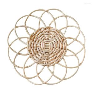 Bord mattor högkvalitativ mugg odeformerbar lättvikt kopp placemat rattan vävd blommor form po props